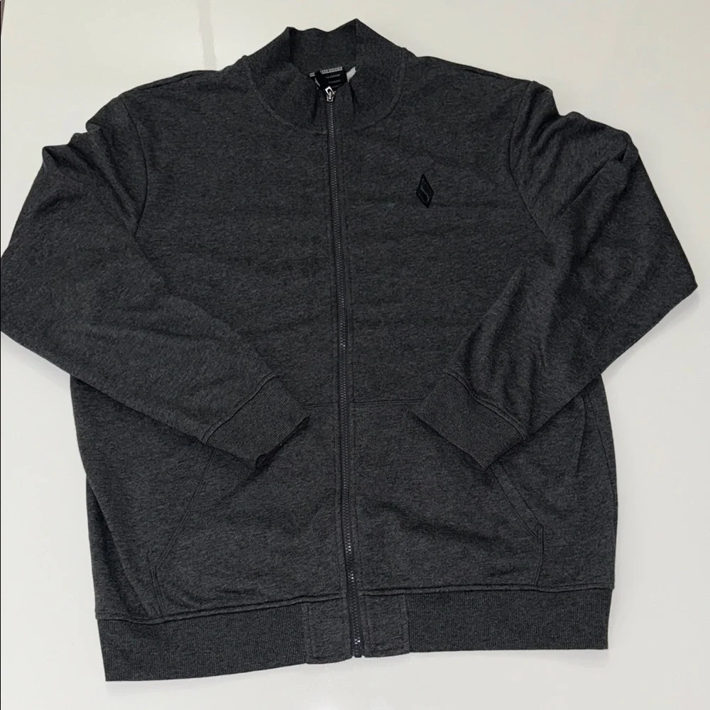 Skechers Jacket Mens XL Hoodless Hoodie Full Zip Knit Sweat Mock Neck Gray